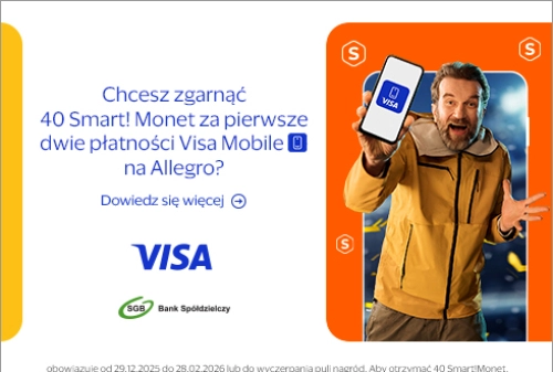 Płać Visa Mobile i zgarnij 40 Smart! Monet na Allegro